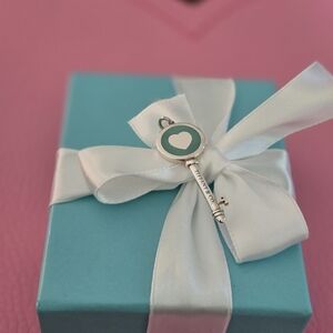 Tiffany & Co. Silver 925 and Blue Enamel Heart Key Pendant